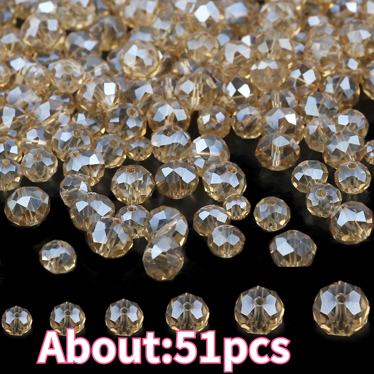 TEMU Perles d'espacement en verre champagne plat rond coupé et faceté de 2/3/4/6/8/10 mm, tailles multiples disponibles, décorations d'habillement,