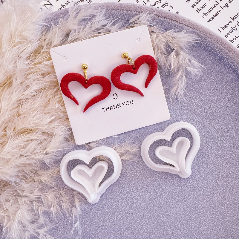 TEMU 2 pièces Ensemble d'Outils en Pâte Polymère pour la Saint-Valentin | Outils en Pâte Polymère de Cœur | Outils pour la Création de Bijoux en Pâte