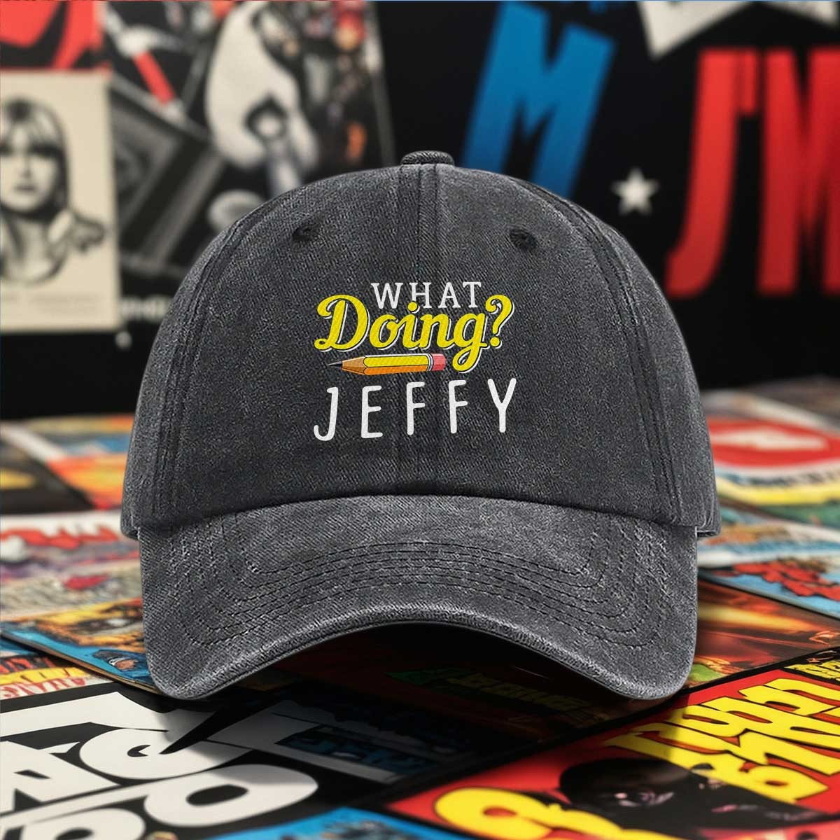 1pc what doing   pencil print baseball cap funny casual adjustable dad hat casual outdoor sports headwear