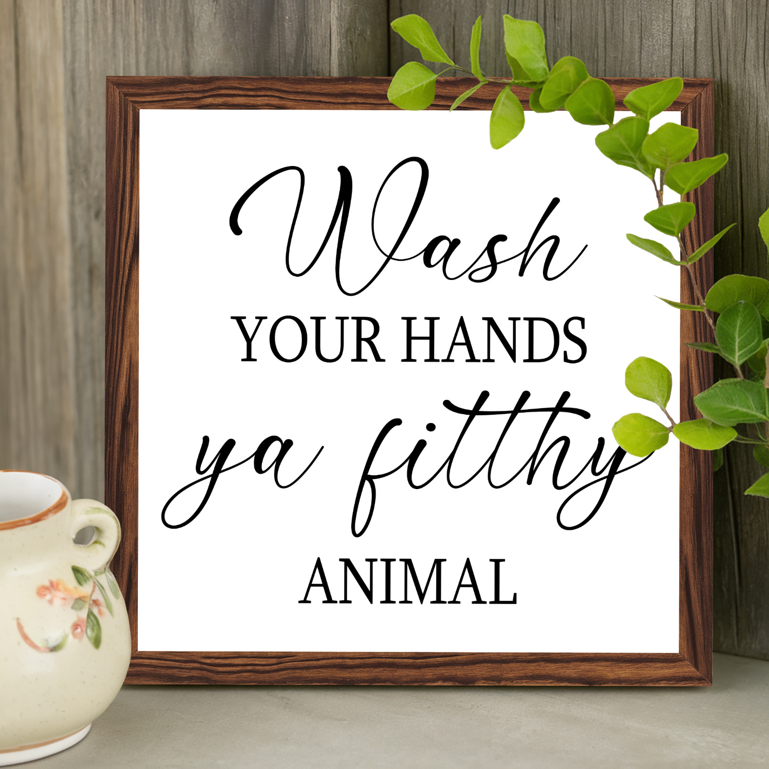 

Wash Your Hands " - Vintage Wooden Sign For Bathroom Decor, 8x8 Inch Wall Art, Living Room & Bedroom