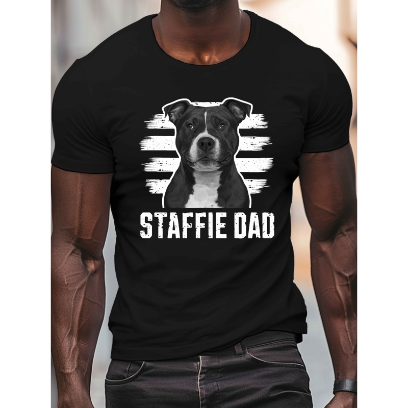 

de PAPA DE STAFFORDSHIRE TERRIER , T-shirt décontracté à col rond et manches courtes pour homme, T-shirt décontracté, haut léger et confortable pour l'été