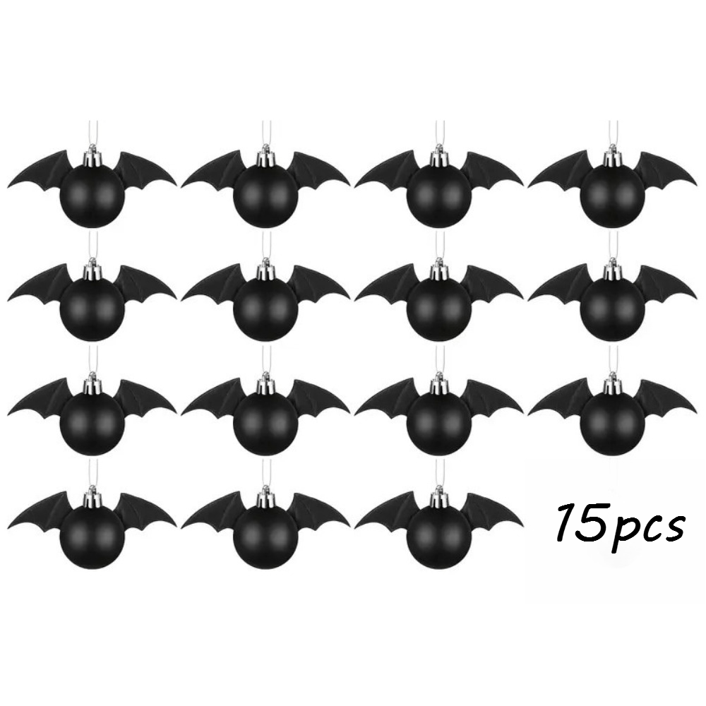 TEMU 15pcs Gothic Christmas Ornament Set, Black Halloween Decoration, 3d Bat-shaped Christmas Tree Hanging Ornament With Wings, Halloween Decorative