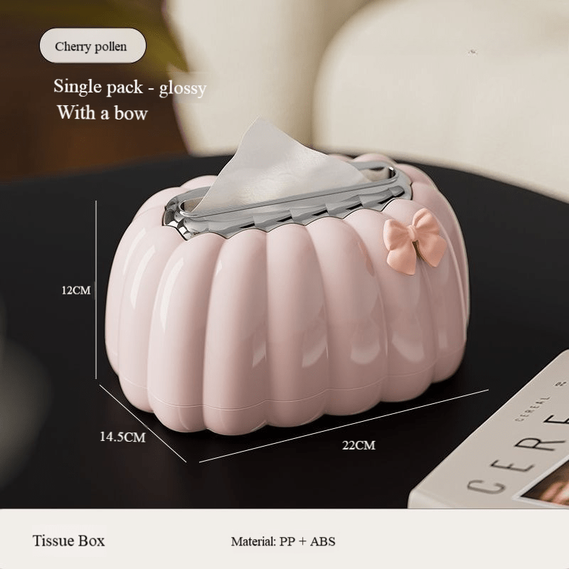 2pcs pumpkin shaped tissue box holders with spring loaded doors flocked cream interior decorative plastic storage for home office living room whimsical pink   Product details 7