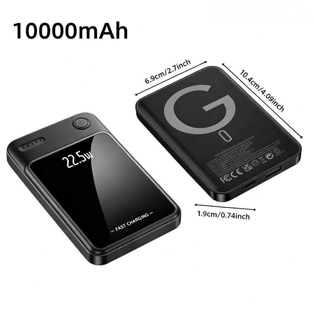 TEMU 10000mah Ultra-thin Magnetic Wireless Portable Charger, Indicator, Strong For Commuting Camping Outdoor, Fits Iphone And Android Phones