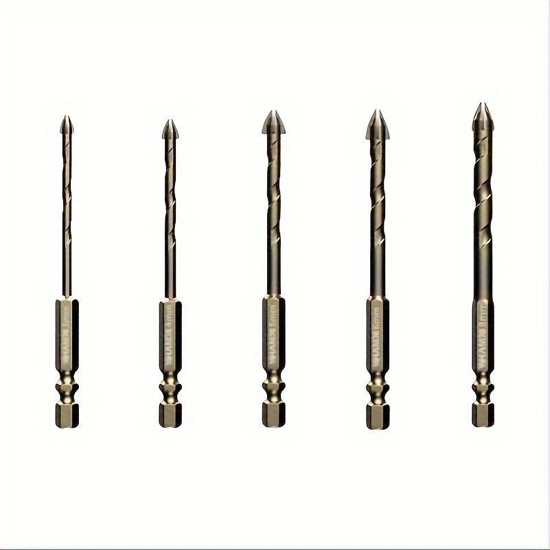 5pcs Tile Drill Bit Set- Hex Design Glass, Concrete, And Ceramic-(3-8mm)- Hard Bits Precise And Clean Holes