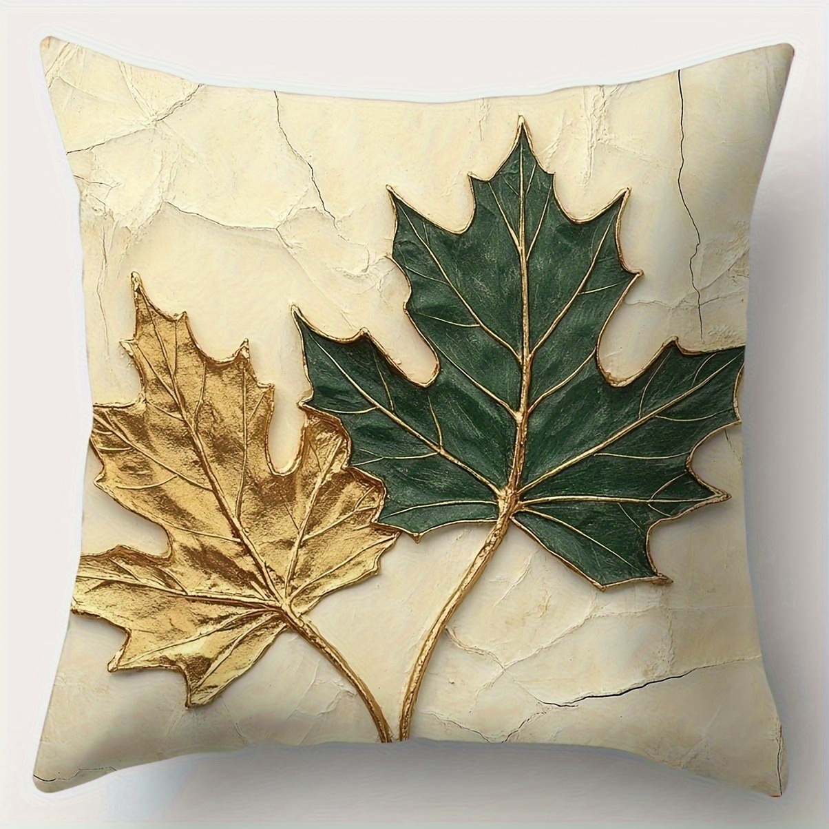 4pcs vintage botanical leaf print pillow covers double sided 2d flat printed soft plush decorative pillowcases with zipper closure multiple sizes for living room bedroom sofa machine washable home decor pillow covers for living room bedroom accessories   decor luxurious texture 2d flat Product details 8