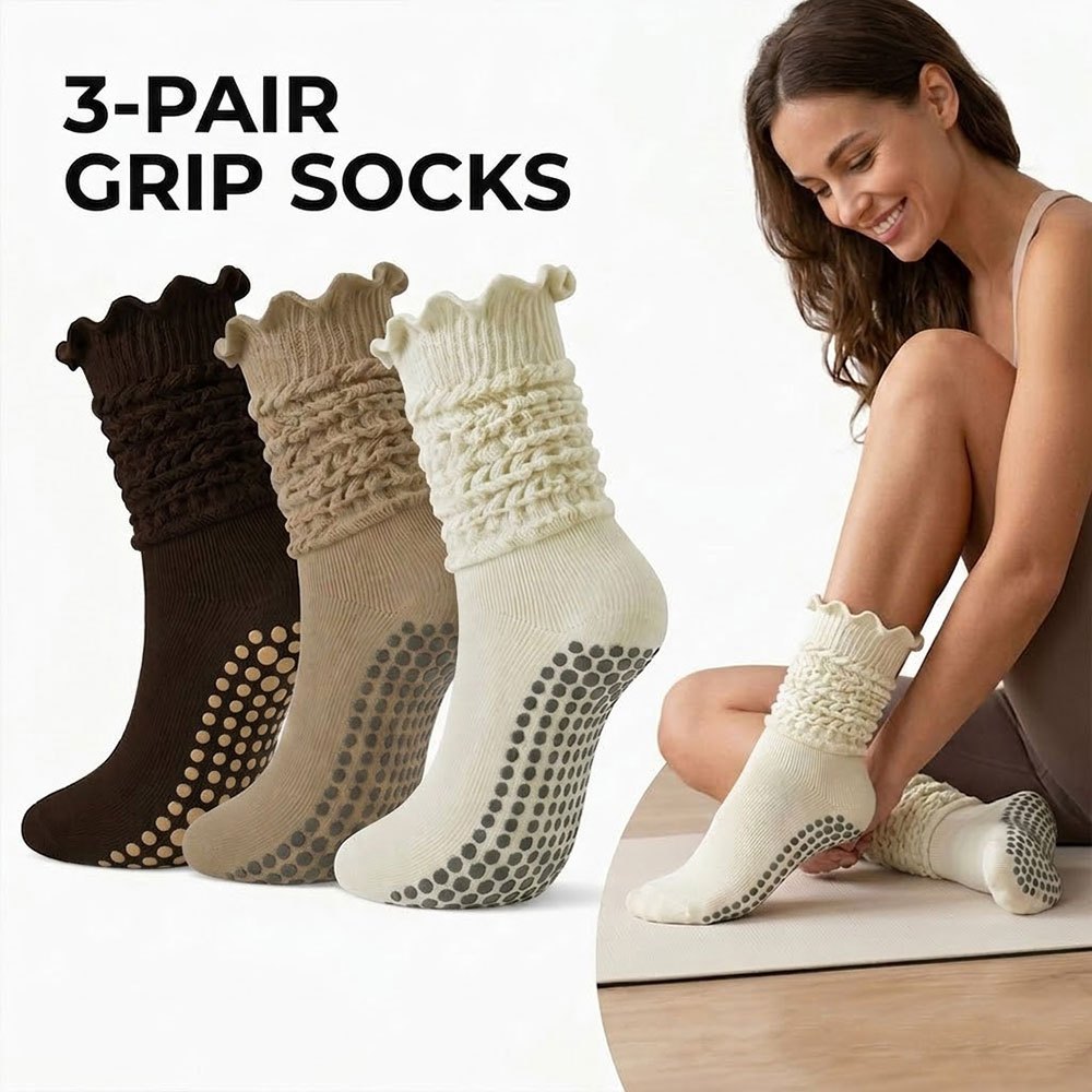 TEMU 3 Pairs Of Yoga Pilates Socks With Anti Slip And Anti Friction For , Specifically Designed For Fitness And Calf Stacking. Long Tube Socks With