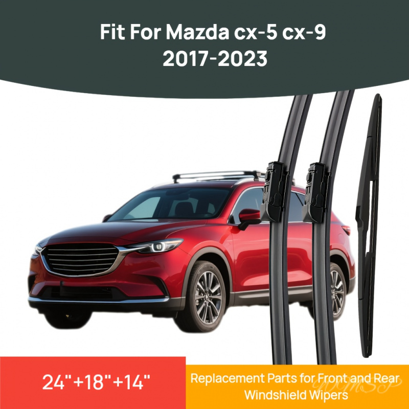 TEMU Pour Mazda 2017-2023 3pcs Balais d'essuie-glace - 24"+18"+14" Ensemble de remplacement toutes saisons et arrière