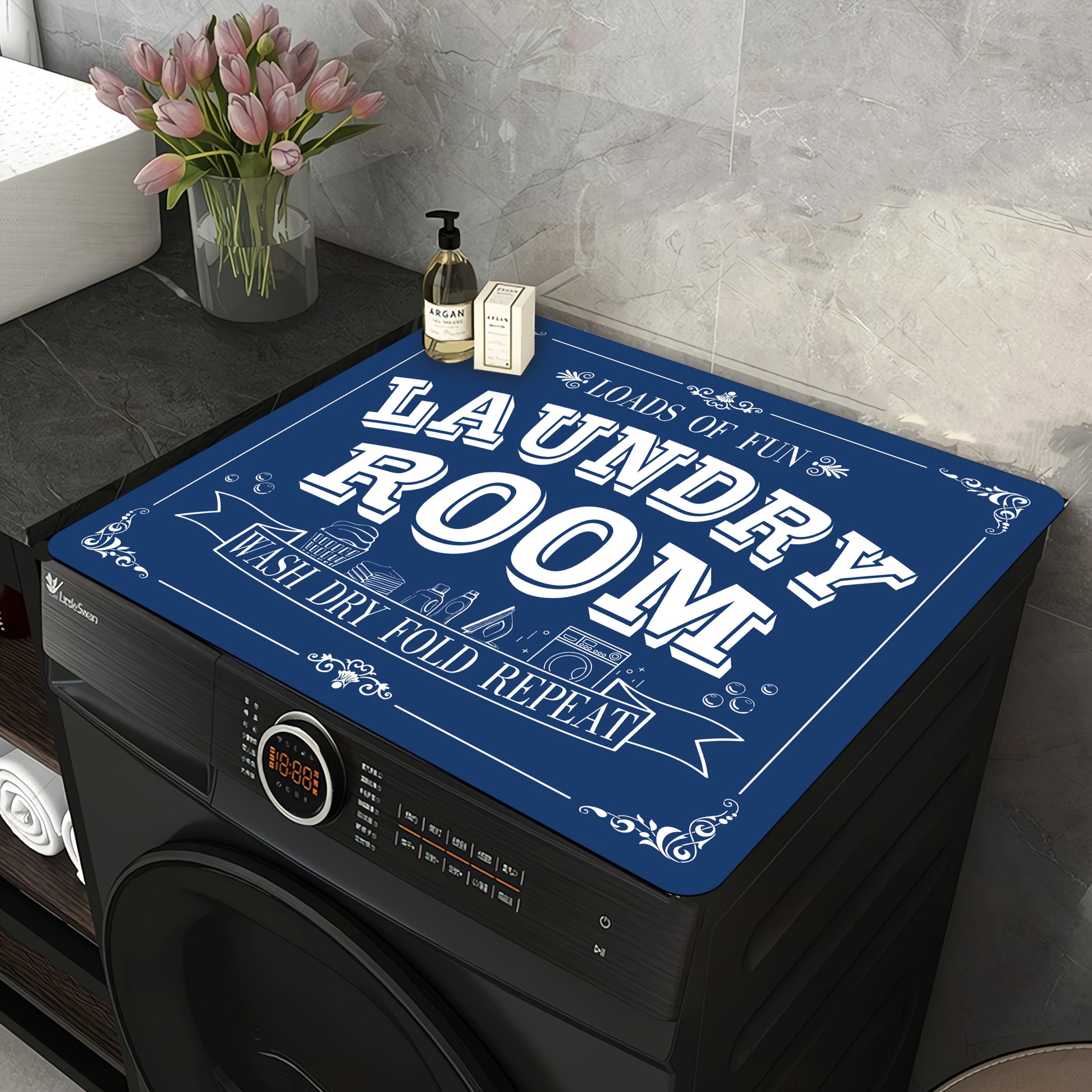 TEMU 1pc Non-slip Diatomite Washing Machine Cover & Dryer Top Pad Suitable For Washing Machines And Dryers, Heavy-duty Washable Appliance Protector,