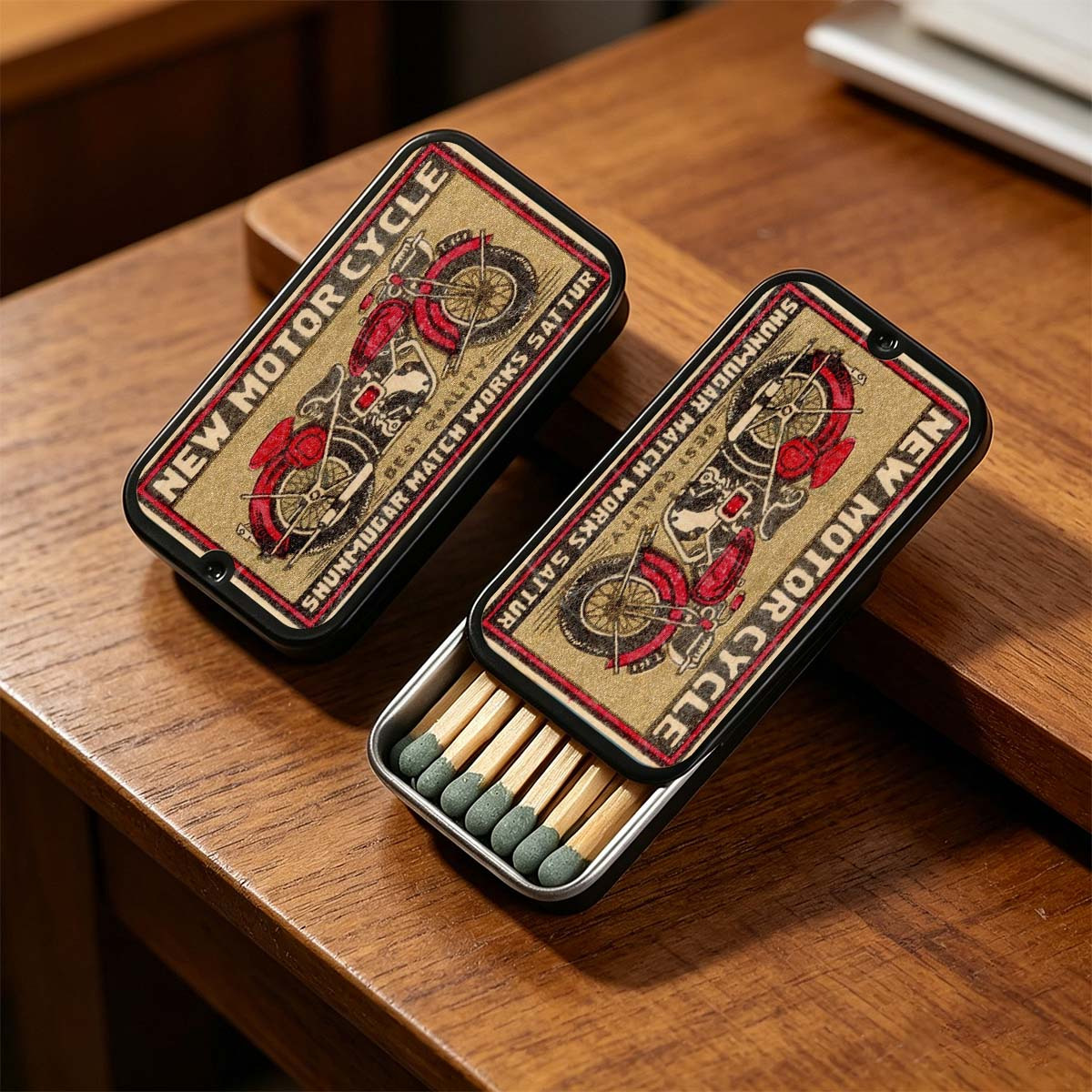 TEMU 1pc New Retro Pattern Matchbox, No Matches Included, Coin And Small Accessory Storage Case, Portable And Durable, Smooth Slide, Travel And Home