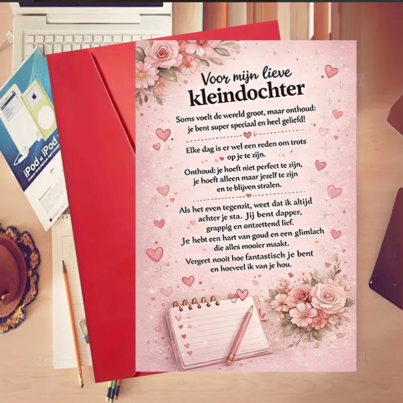 TEMU 1pc Granddaughter Greeting Card From Grandparents - Heart Suitable For Birthday, Graduation Keepsake Card With English Message For Granddaughter