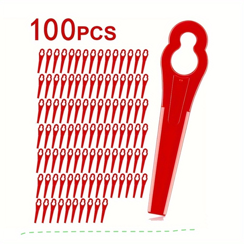 E-shop 100 Stück Kunststoff-Trimmerklingen-Ersatzset, Rostfreie Nylon-Rasenmäher-Unkrautklingenzubehör - Geeignet für 2-2/3-2 FSA 45/57 FSE 52