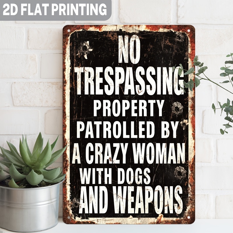 no trespassing funny signs sold on Temu United States