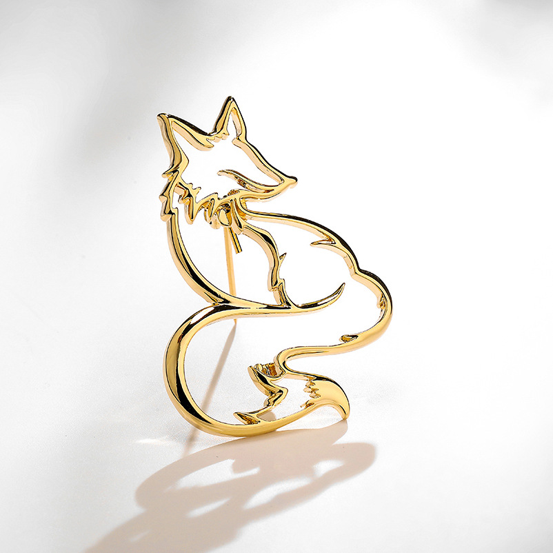 TEMU 1pc Minimalist Hollow Fox Brooch For Women, High-end Exquisite Fashion Accessory For Suits And Sweaters, Elegant And Unique Corsage Pin