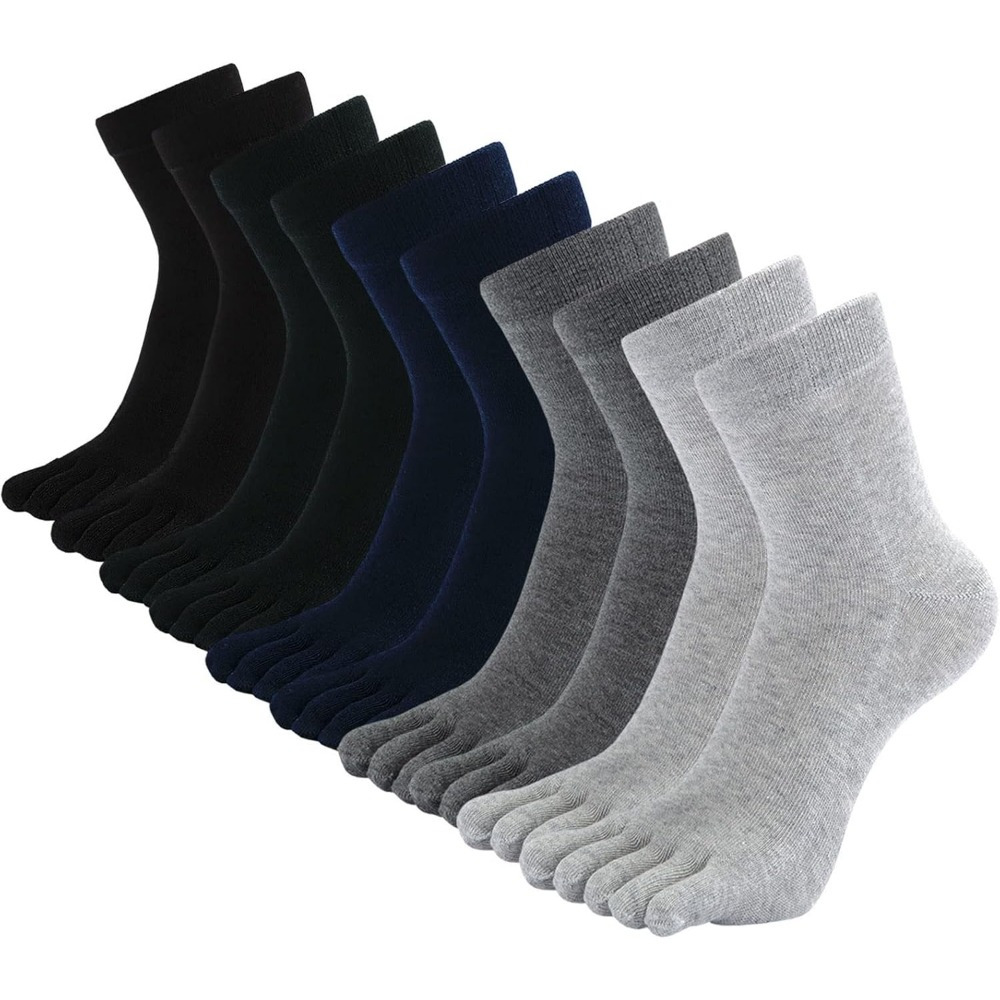 TEMU 5pcs Men's Toe Socks 5 Finger Socks Crew No Show Athletic Socks For Running