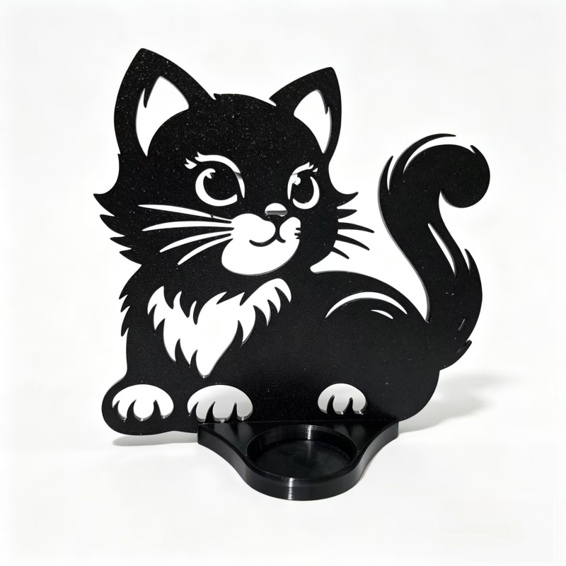 TEMU 2pcs 1pc Ornament And 1pc Base Creative Black Cat Silhouette Candlestick Ornament Light Luxury Desktop Fragrance Base Home Entryway Cute Kitten