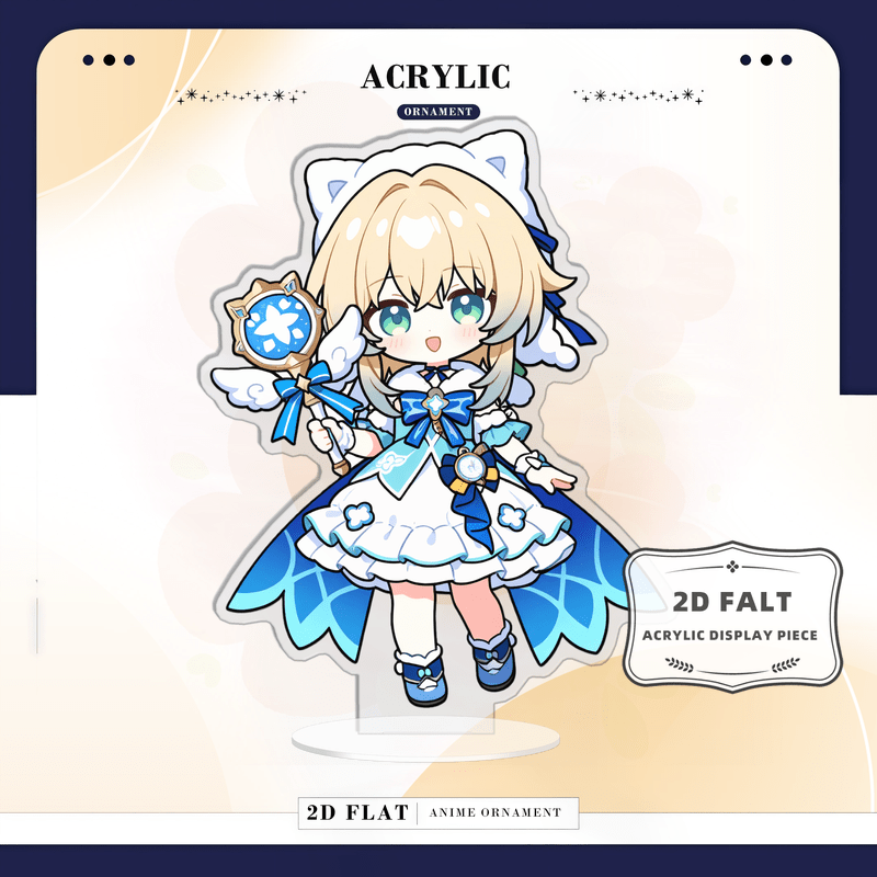 2d flat   figure   clear acrylic kawaii decoration with cat ear hat starlight scepter layered skirt suitable for bookshelf desk room decor themed plaque for home office reception display 2d flat