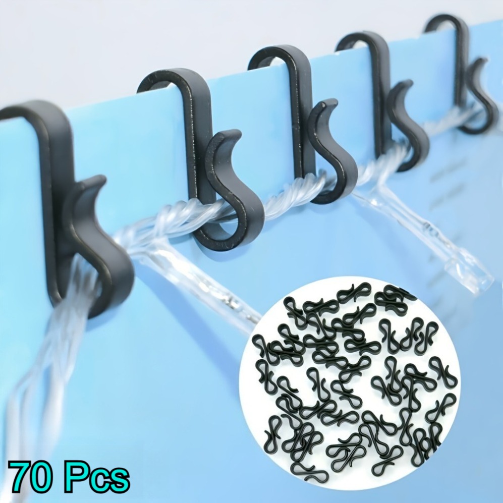 TEMU 70 ganchos de tornillo, ganchos , clips negros de plástico ABS duradero, adecuados para luces de Navidad de exterior/interior, canalones,