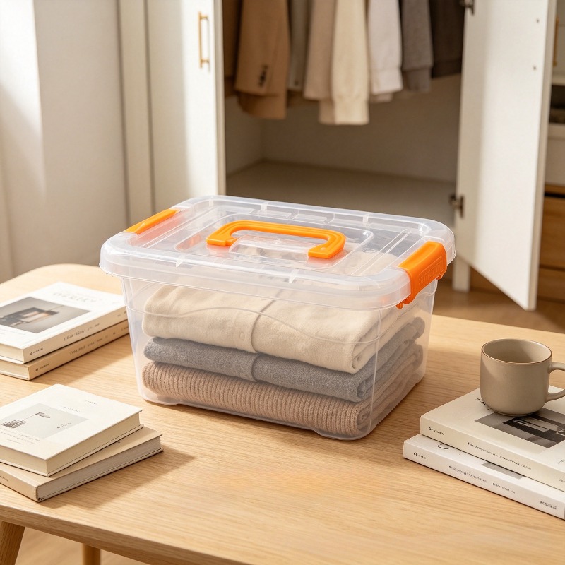 7pcs Transparent Storage Boxes with Lids and Handles