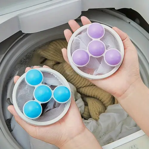 3 reusable washing machine fleece bags and pet hair remover 3 colors purple elastic mesh washing filter bags no electricity required suitable for top front washing machine hooks and hair catchers cleaning supplies