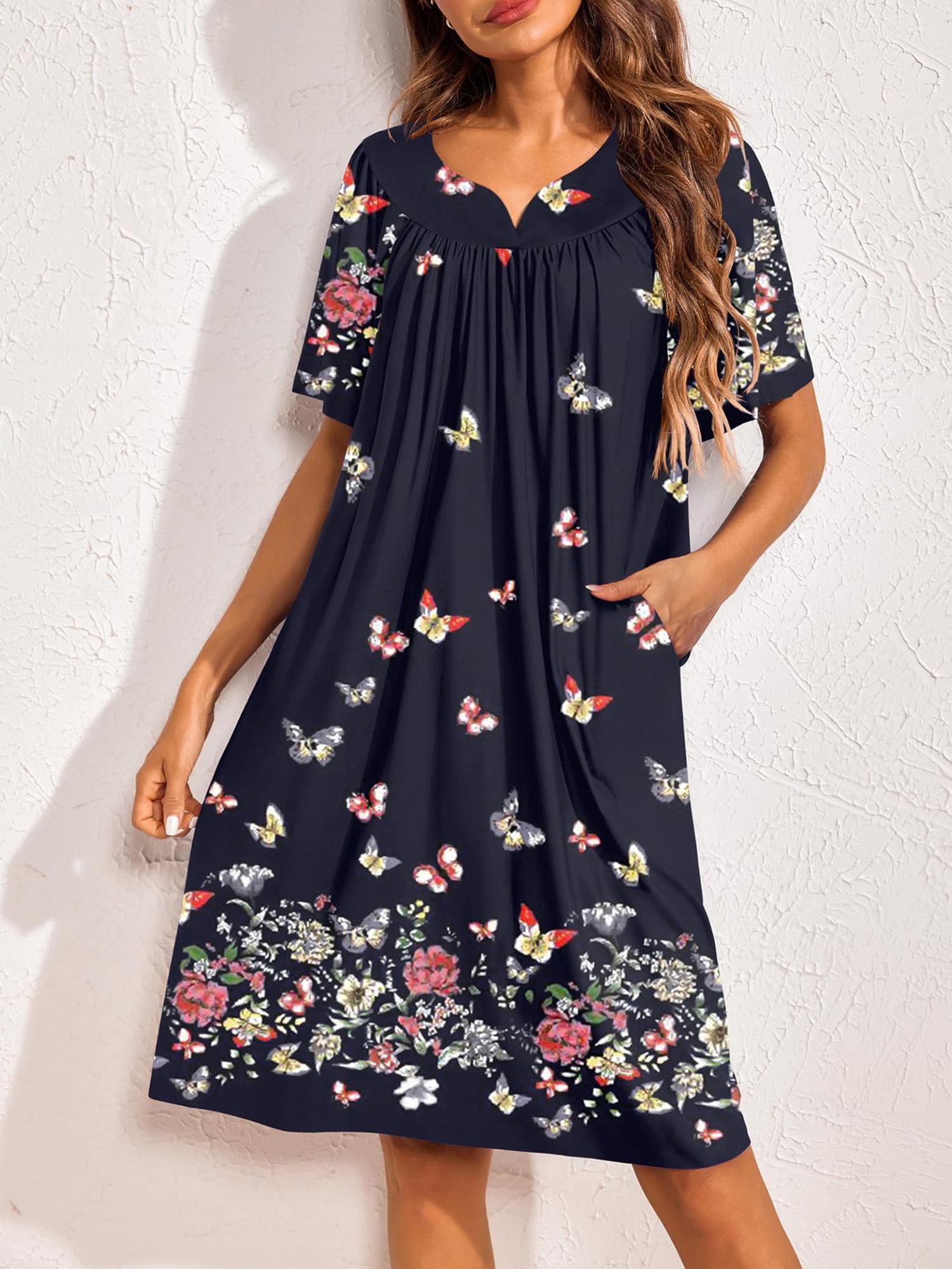 2pcs house dresses women pockets short sleeve moo - Temu