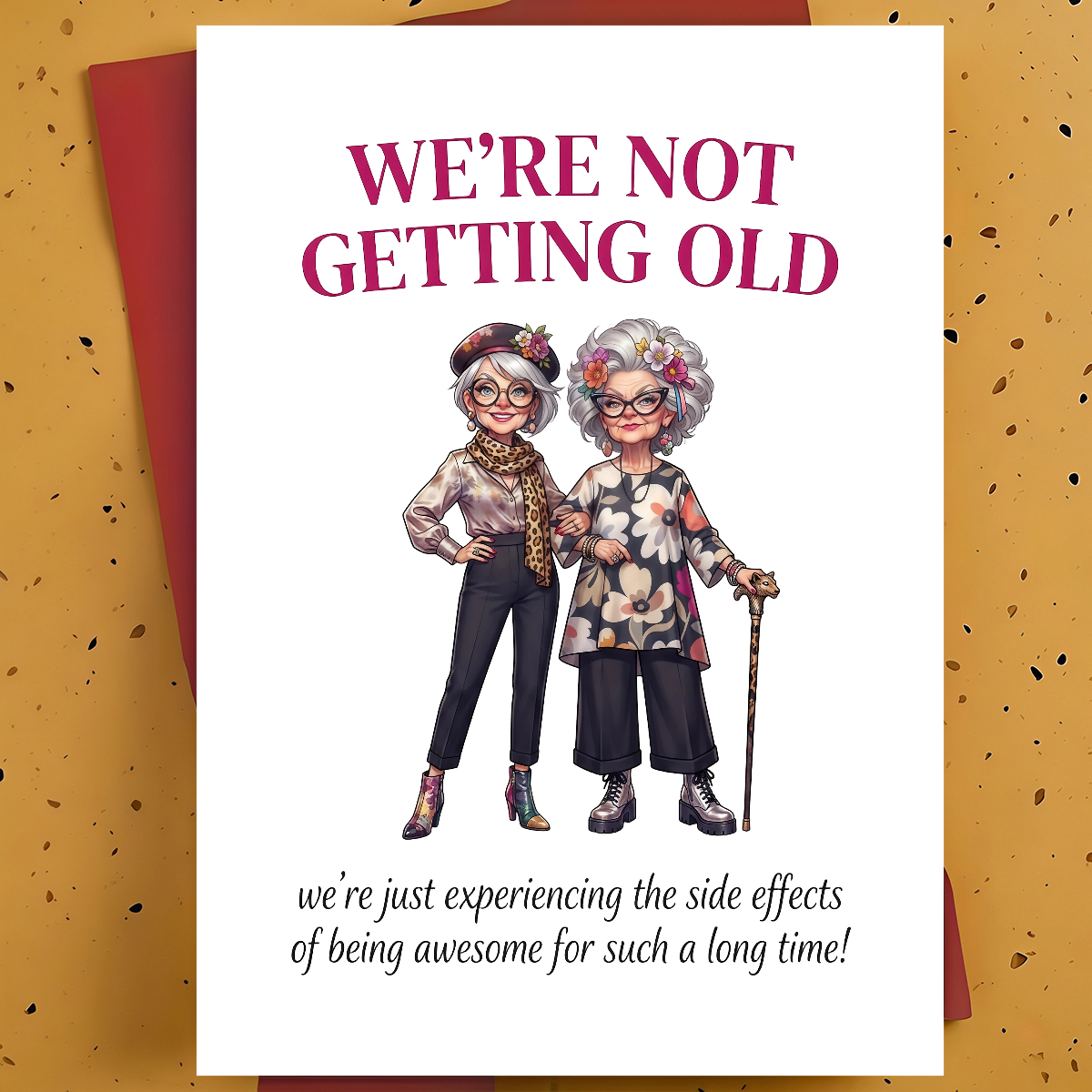 TEMU 1pc Funny Birthday Card For Friend, Sister, Coworker - Sassy Older Women Cartoon Illustration, Aging Humor, Thickened, With Envelope