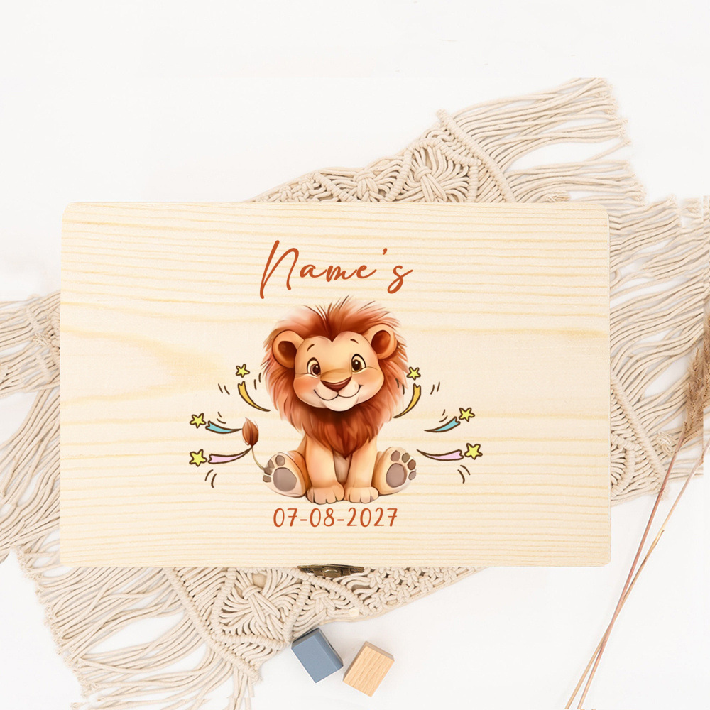 TEMU Une boîte personnalisée avec un nom, un animal et un motif d' personnalisés, pour de baptême, les souvenirs et cadeau unique pour les fêtes ou