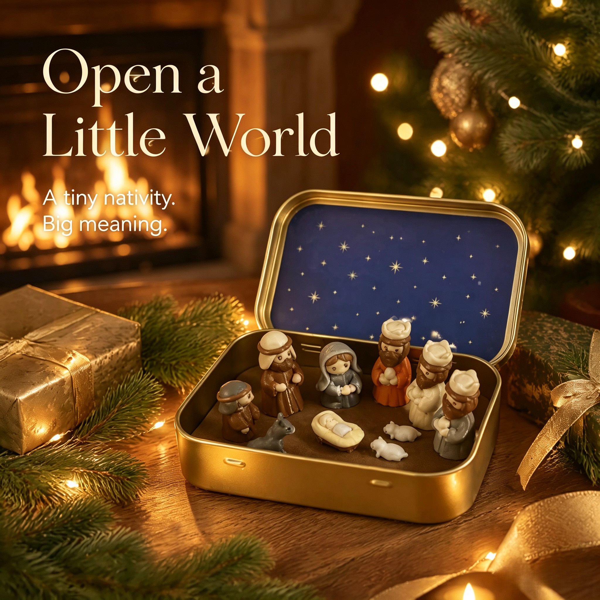 TEMU Mini Presepe di Latta - della Portatile Tascabile con Maria, e Statuette di Animali, a , per , Regalo di Natale, Natale