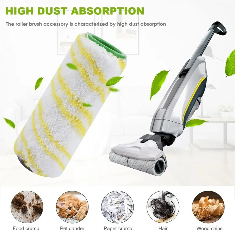 2pcs karcher fc3 fc3d fc5 fc5d fc7 compatible microfiber floor rollers washable     rotation brush heads for vacuum cleaning replacement brush roller details 3