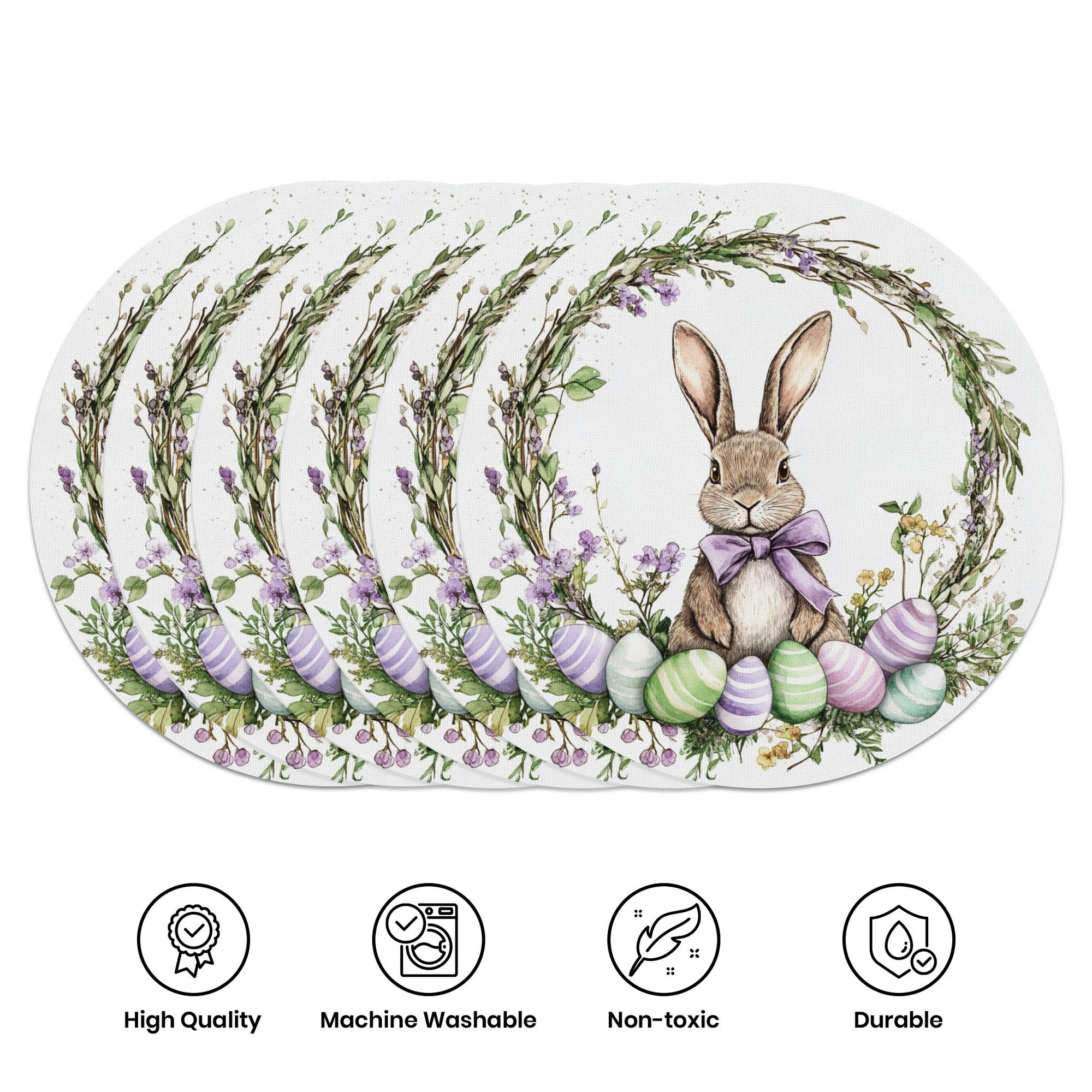 

6pcs, Easter Wreath Table Mat, Meal Mat, 15 Inch Single-sided Party Table Mat, Used For Decorating And Restaurants, Party Banquet Decoration (13)