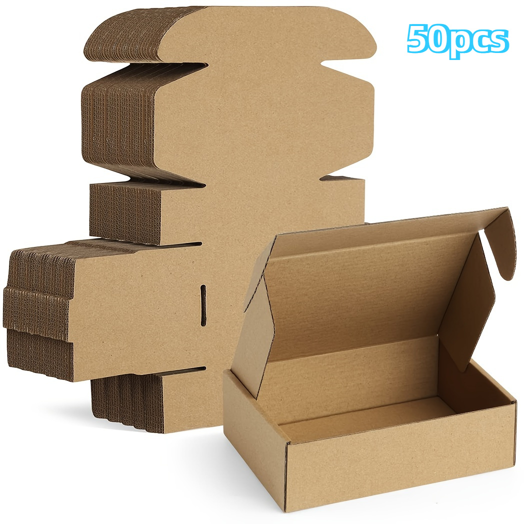 E-shop 50 Stück Doppelwandige Kartonboxen - 13X8X2,5Cm (5X3X1In) Versandboxen mit Deckel, 3-lagig dick für Kleinunternehmen, Bastelarbeiten und