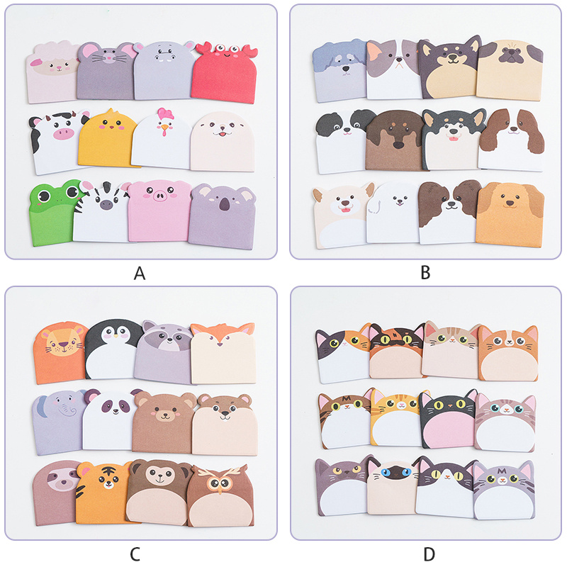 240pcs lovely animal shaped blank sticky notes note cards note paper memo pad 20pcs book 12 books