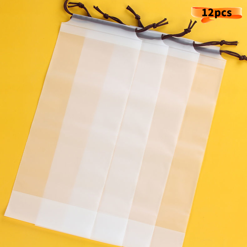 12pcs Waterproof Matte Translucent Drawstring Umbrella Storage Bags - Reusable, Portable Home And Outdoor Umbrella Storage Pouch