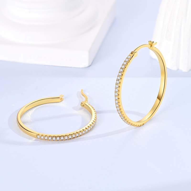MULA Golden Stud Earrings S925 Pure Silver Round Hoop