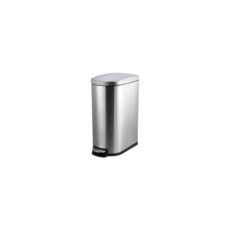 Image of 2. 6 Gal/ 10l Stainless Steel Bathroom Trash Can With Lid, Slim Step-on Garbage Bin, Removable Inner Bucket, Soft Close, Rear Handle, Silvery