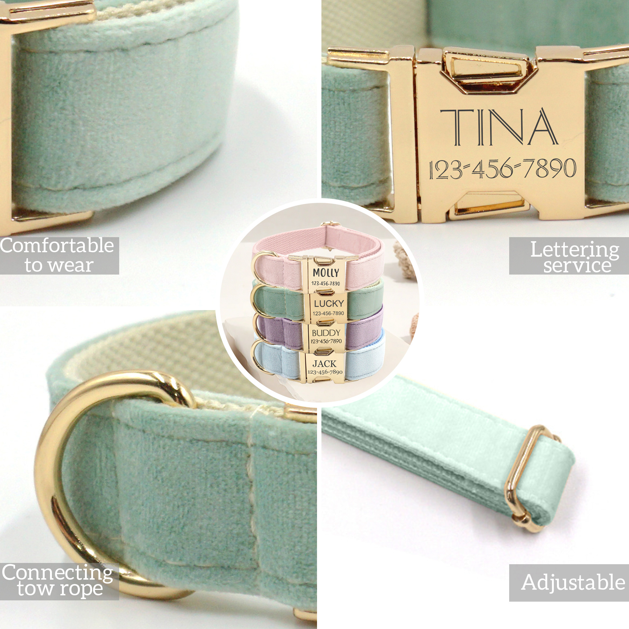 Dog Collar Personalized - with Personalized ID Tag, Customize Pet Name and Owner Information, Comfortable And SmoothTactile Feel, Dog Collars for Medium Dogs, Dog Collars Large Breed, Collar Gift for Dog