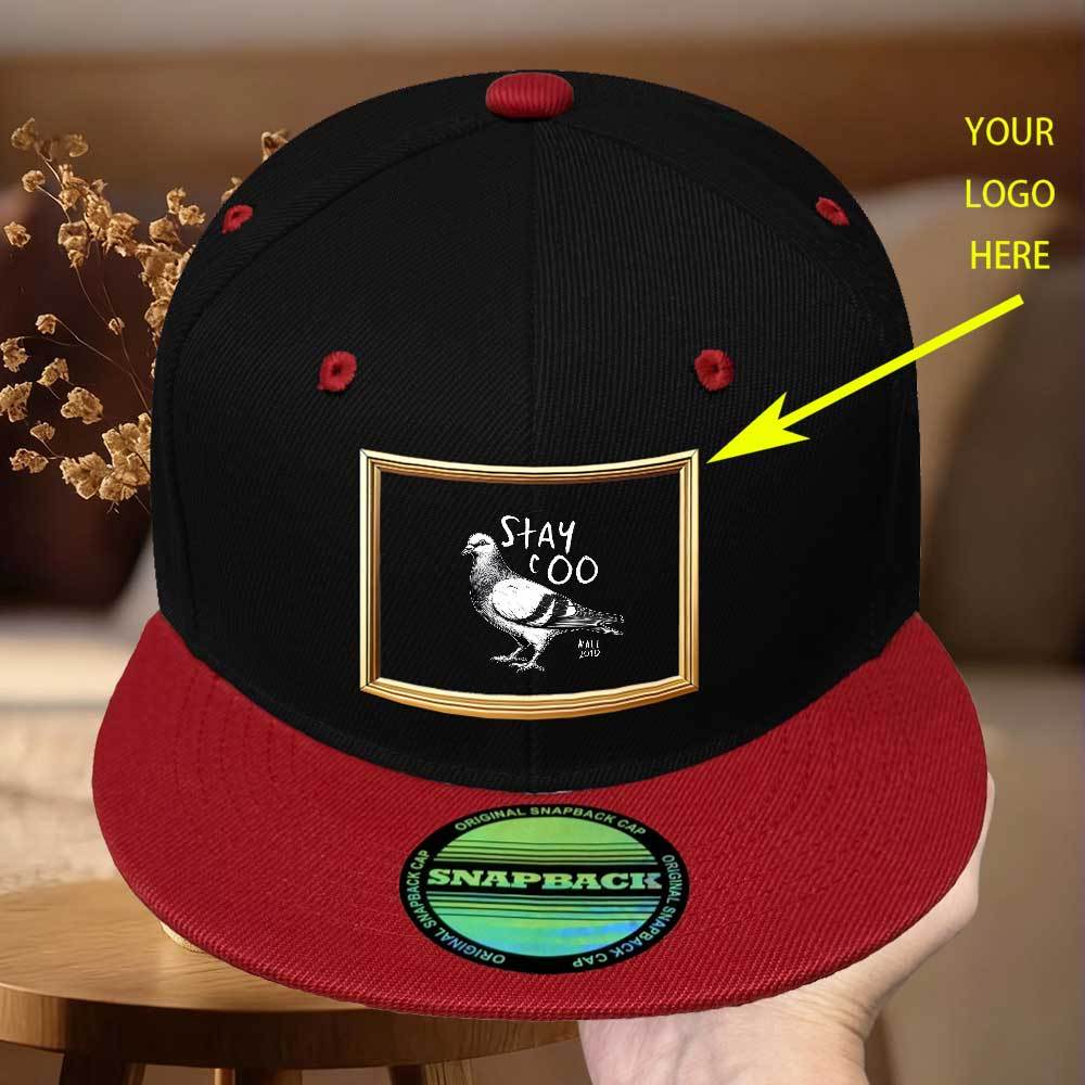 TEMU Men' Custom Flat-brim Baseball With Personalized /text/ Print - Adjustable Snapback, Suitable For Outdoor Camping, Music Festivals, Streetwear &