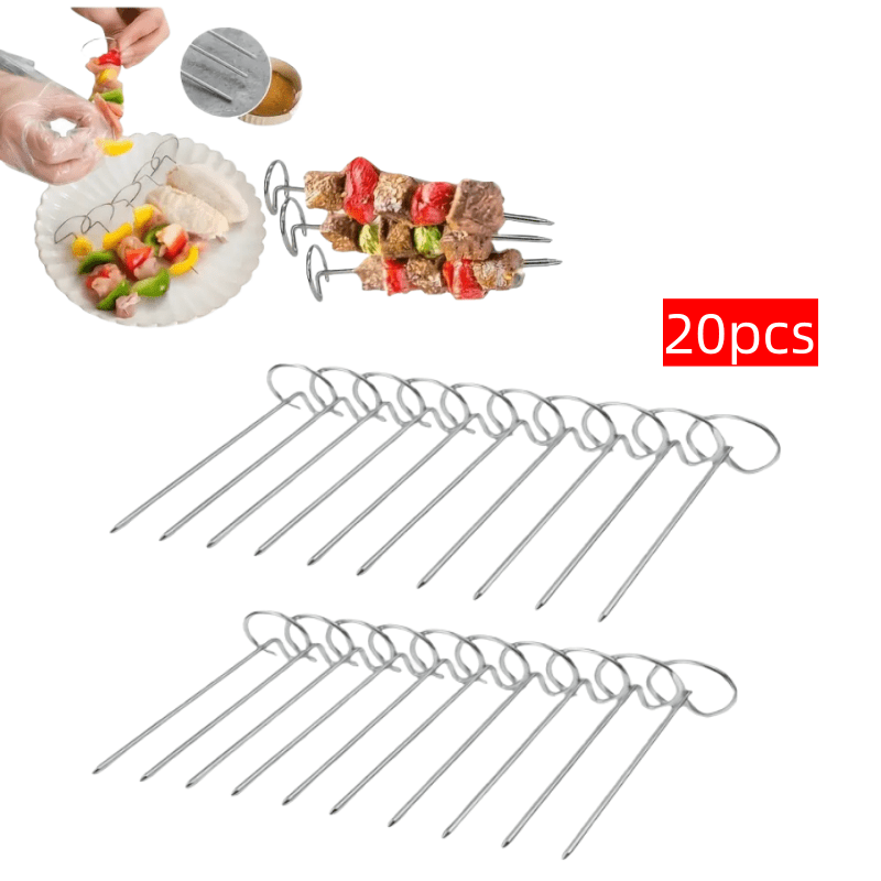 20pcs Outdoor Kitchenware, Stainless Steel Barbecue Needles, Air Fryer Accessories, Outdoor Home Barbecue, Oven Accessories, Barbecue Gadgets, Kitchen Supplies