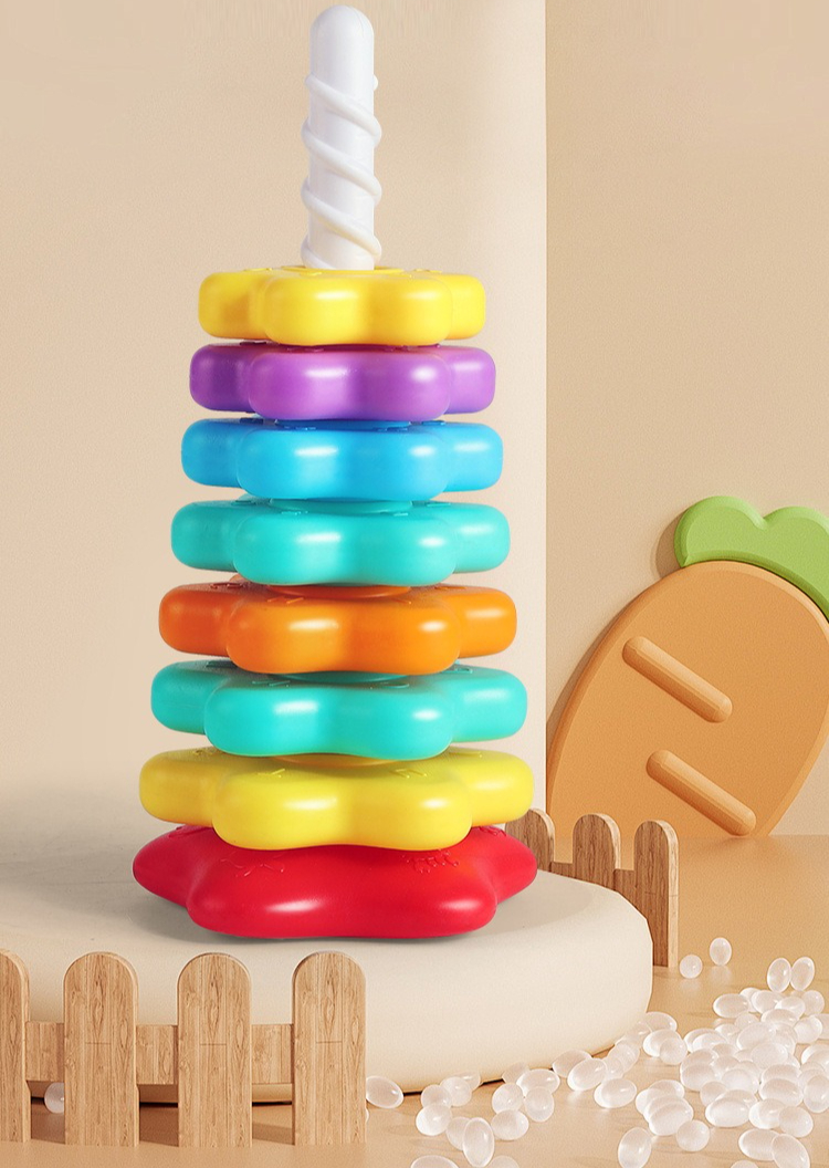 6-Layer Rainbow Spinning Stacking Tower, Kids Party & Christmas Gift, Back to School & School Supplies. Unisex Pretend Play Toy, Ideal for Parties and Holidays. Boosts Interaction, Trains Hand-eye-foot Coordination. Random Colors & Styles.