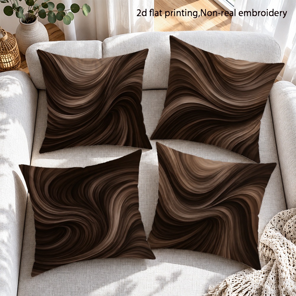 TEMU 4pcs Gradient Fluid Vortex Theme Pillowcases Single-sided Printed Zipper Closure Machine Washable Home Bed Sofa Outdoor Decor Cover Pillow Decor