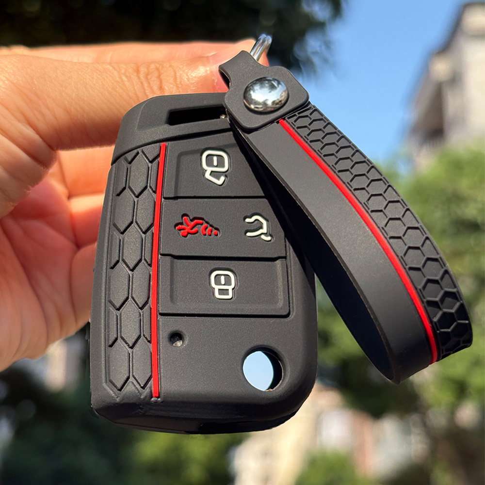 E-shop Für Volkswagen VW Schlüsselanhänger-Gehäuse mit Keychain, vollständiger Schutzabdeckung, 4 Knöpfe