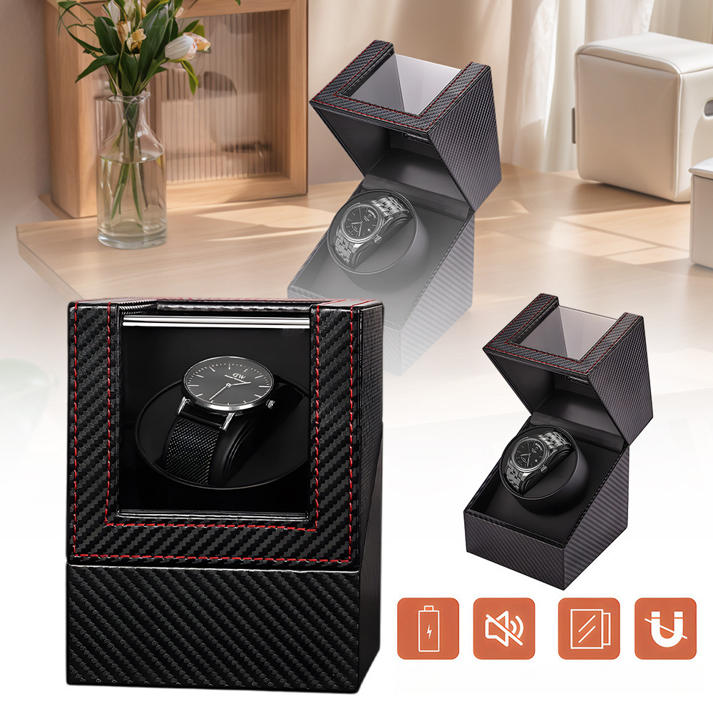 Luxury Watch Storage Box & Winder Case With Transparent Cover - Suitable For Bedroom, Dustproof & Shockproof Watch Display Case With Lid, Interior Organizer Holder For Home, Office, Store Showcase For