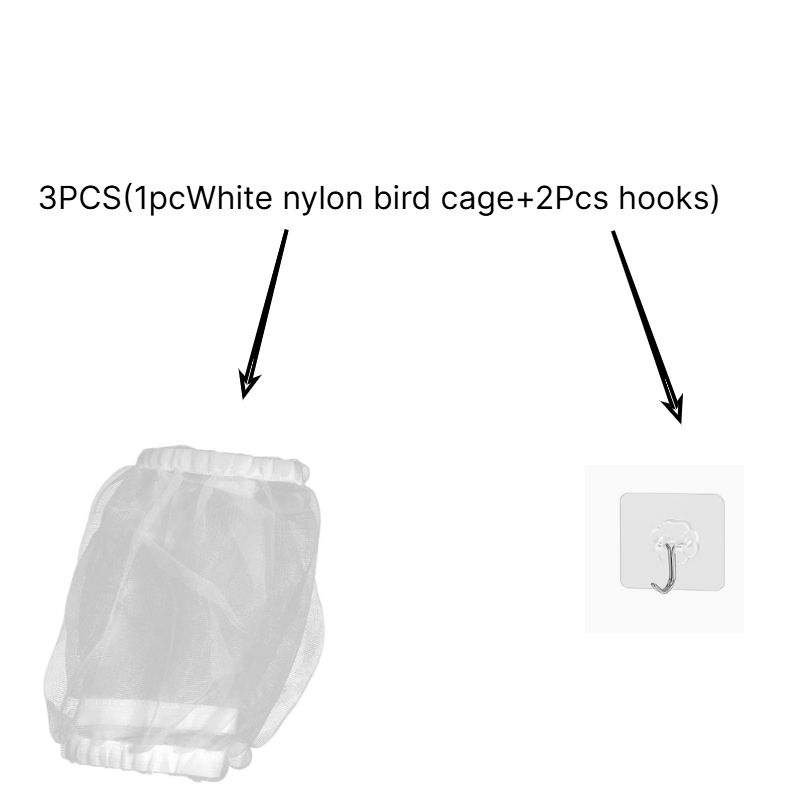 TEMU 3 pezzi (1 per uccelli in nylon + 2 ganci) per uccelli traspirante in nylon con cappuccio di alimentazione a di fuoriuscite e gonna della - rete