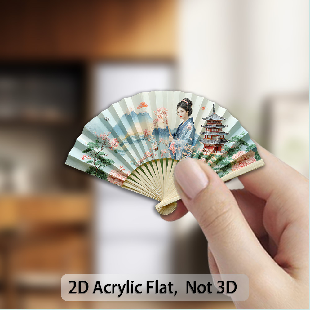 TEMU 1 pz Magnete a a Forma di Kimono Giapponese - Donna Anime in Stile Disegnato a con Paesaggio , e Pagoda - Decorazione per Porta del Frigorifero