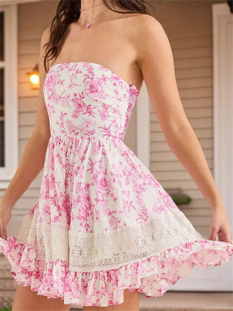 womens floral print tube top dress strapless flowy - Temu womens floral print tube top dress strapless flowy - Temu