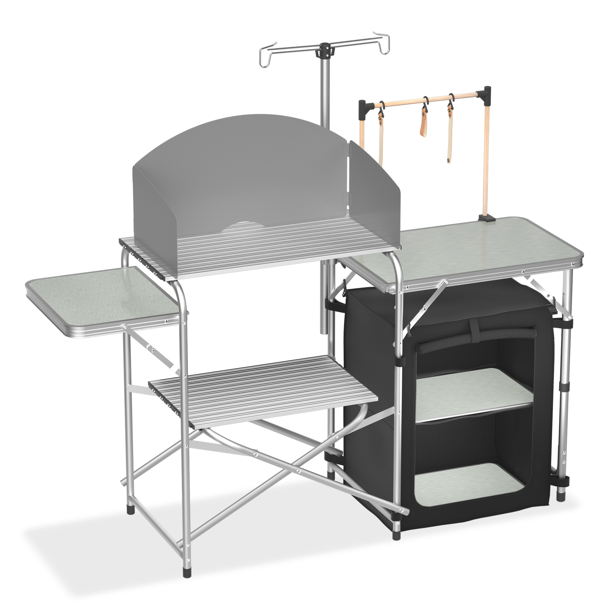 TEMU 146 X 46 X 141cm Folding Outdoor Table, Folding Table With Aluminium Frame And Splash Guard, Indoor Folding Table And Chairs, Camping Cabinet