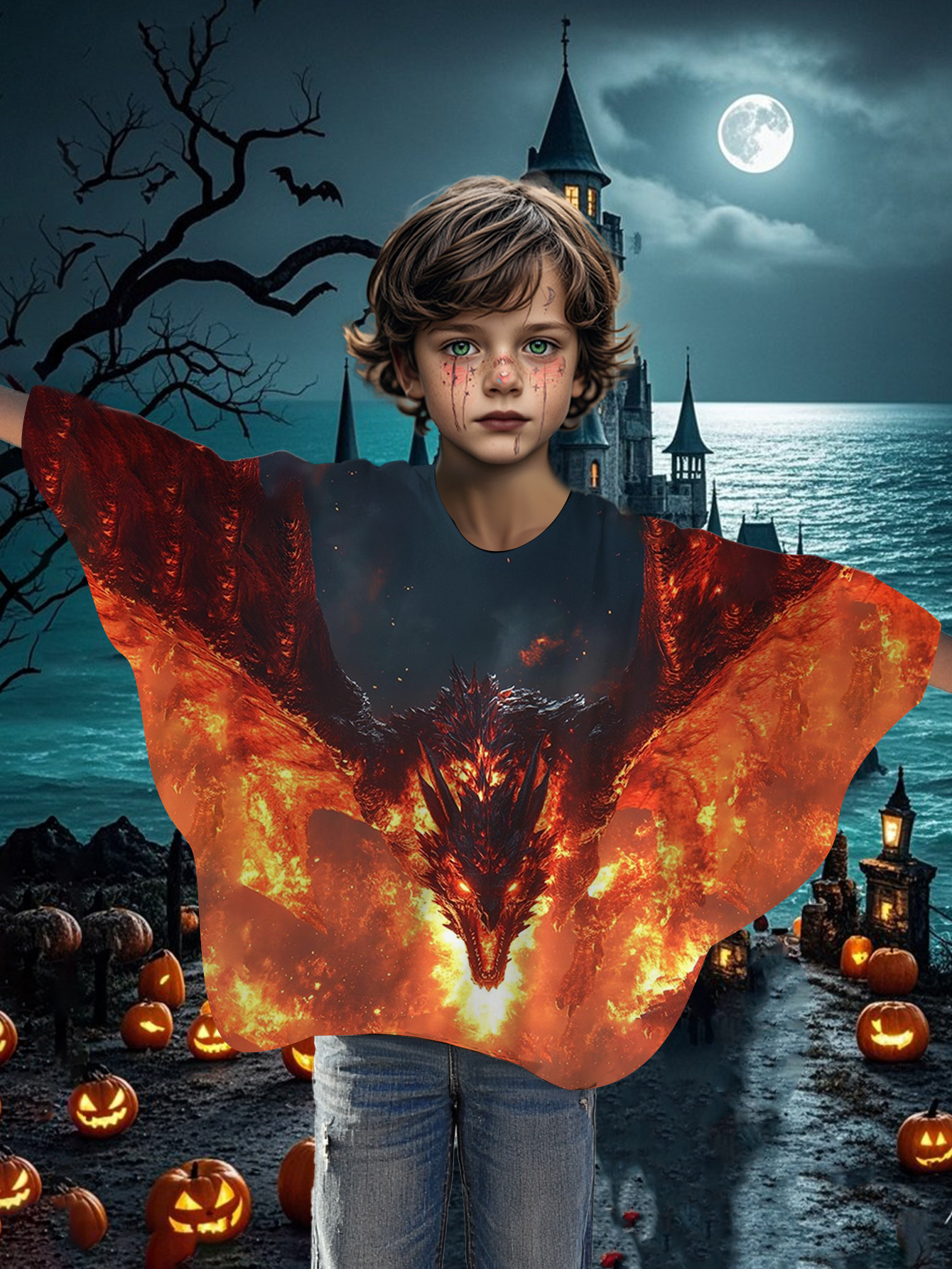Boys' Halloween Batwing Shirt for Fantasy Fun