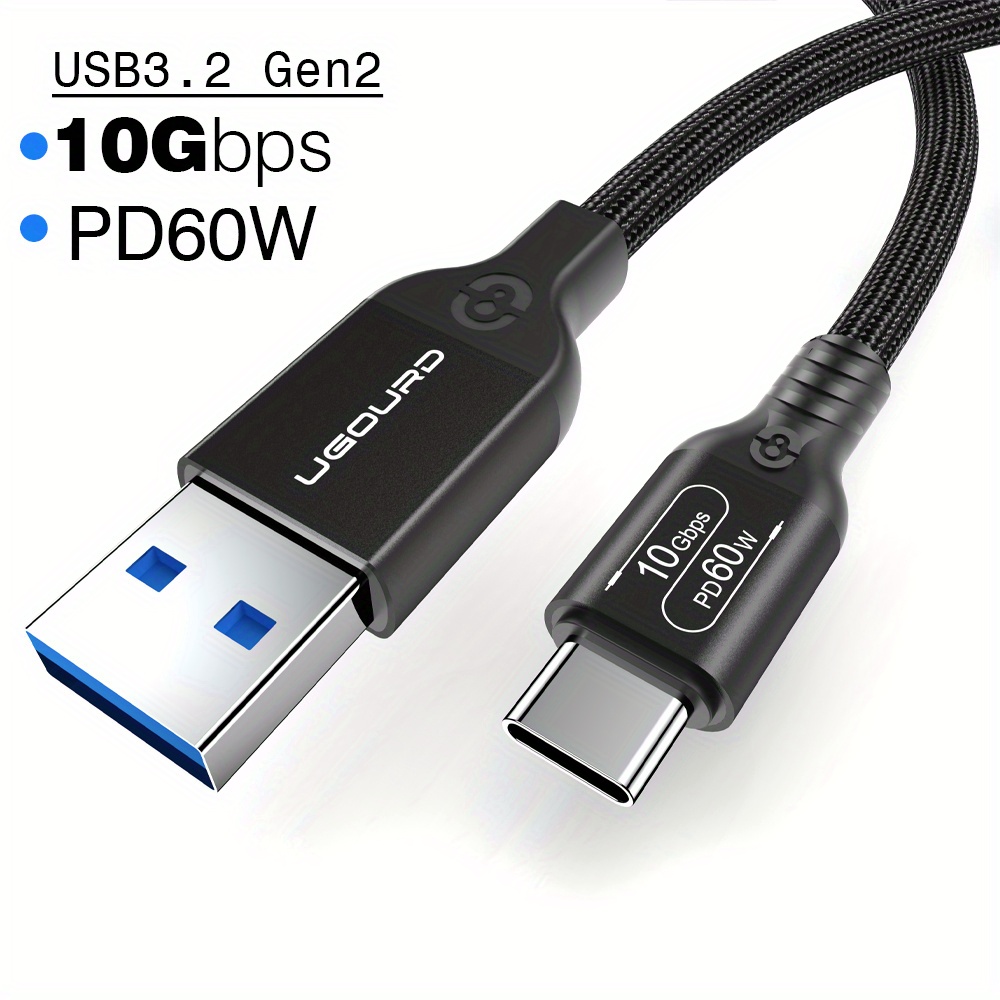 Usb3.2 Gen2 Usb3.1 10gbps Cable Usb-a To Usb Type C Cable 3a 60w Fast Charging 10gbps Data Transfer Cord Usb-c For Ssd Hard Disk Pc Laptop