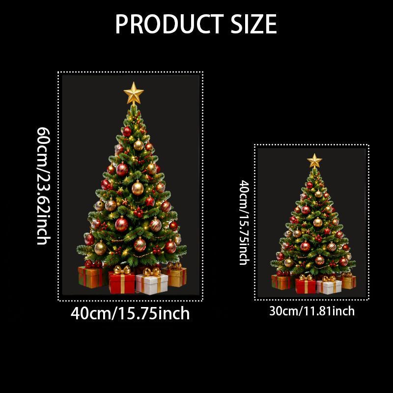 TEMU 1 stuks 2D Platte Sticker, Kerstdecoratie Statische Kleefkracht, Raamsticker, Glasmuur, Raamsticker, Kerstboom Vakantie Geschenkdoos Decoratie