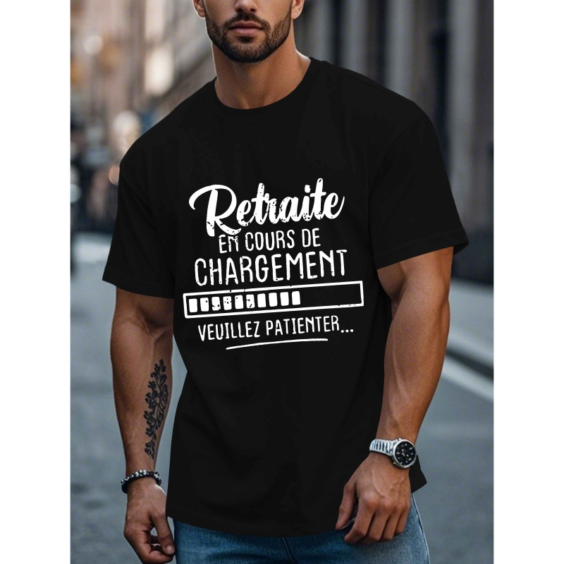 

T-Shirt Décontracté pour Homme à Col Rond, Tissu en 100% Polyester, Motif Géométrique, Coupe Régulière, Haut d'Été avec Française sur , T-Shirt |Vêtements Humoristiques|Chemise avec Française